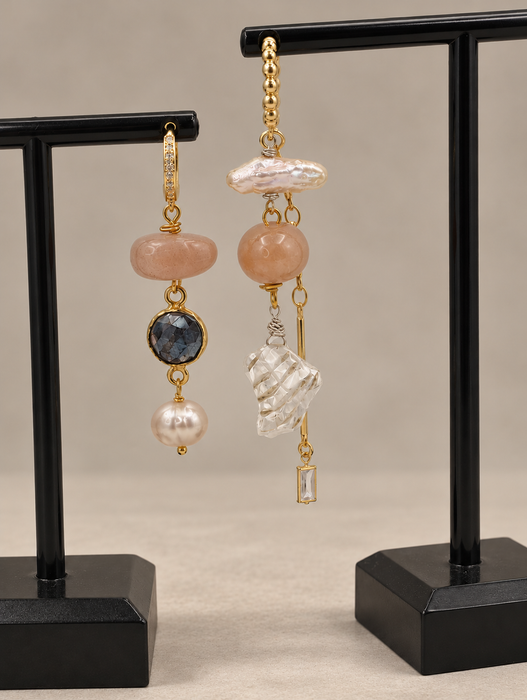 Pink Opal and Purple Chalcedony Earrings