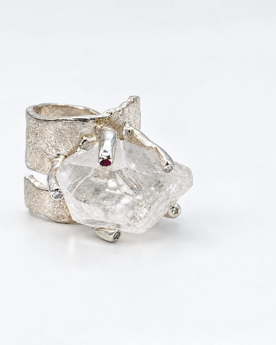 Rock Quartz Diamond Ring