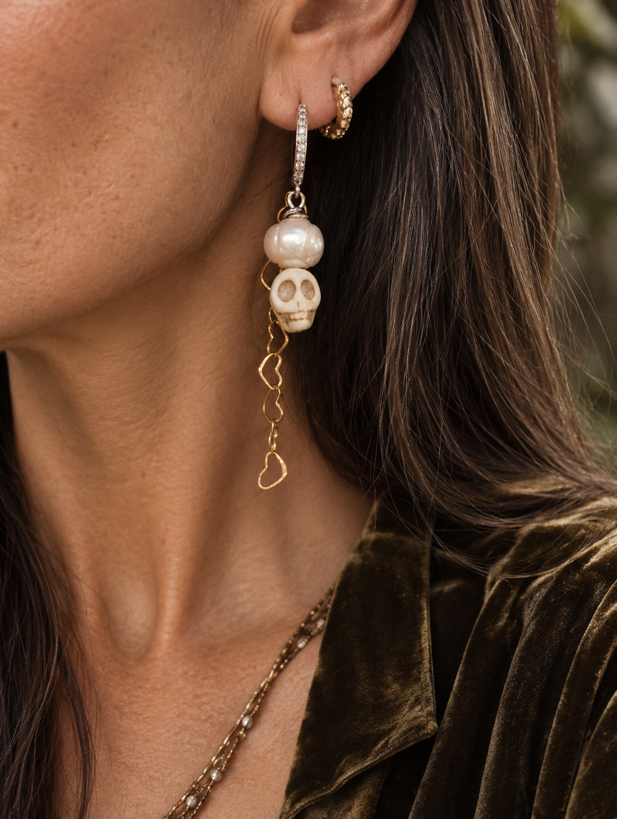 Ivory Skull Earrings
