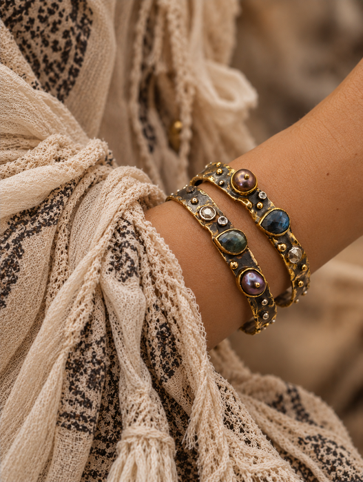 Labradorite Pearl Cuff