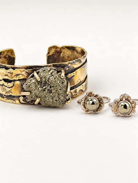Pyrite Brass Cuff