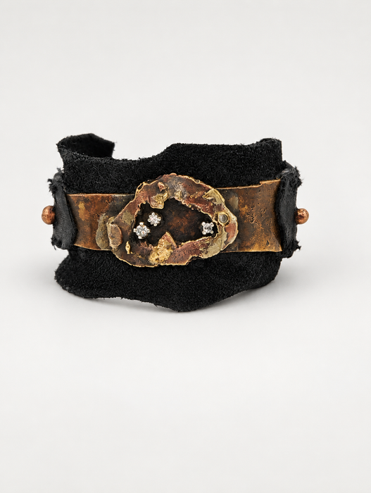 Geode Diamond and Leather Cuff