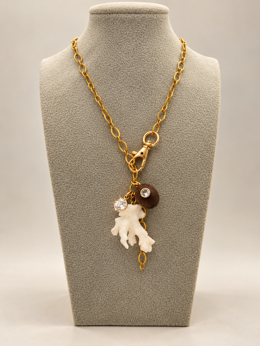 Coral Coconut Cluster Necklace