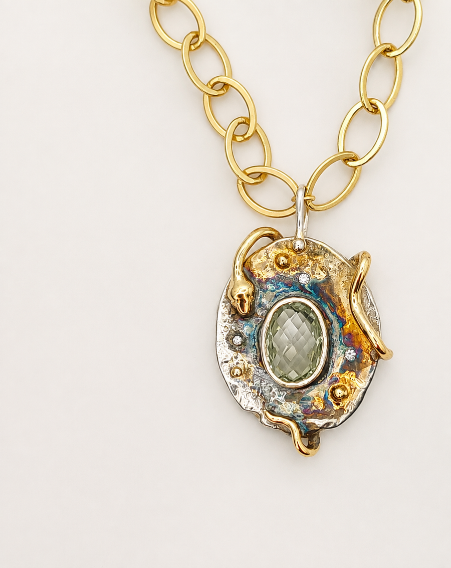 Snake Pendant with Green Amethyst