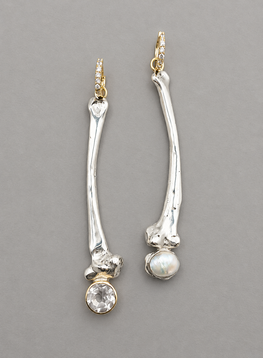 Silver Bone Earrings