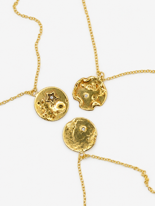 Gold Disk Diamond Pendants