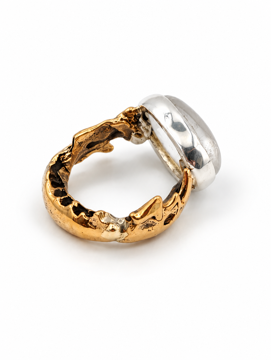 Oppossum Jaw Rock Quartz Ring