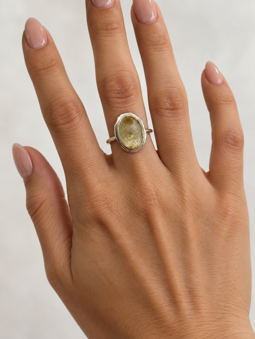 Golden Rutilated Quartz Ring
