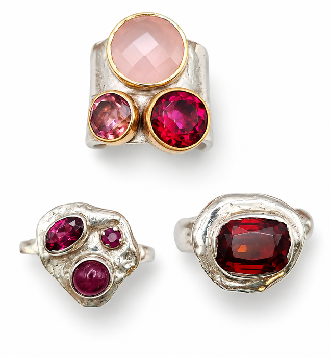 Garnet 3-Stone Ring