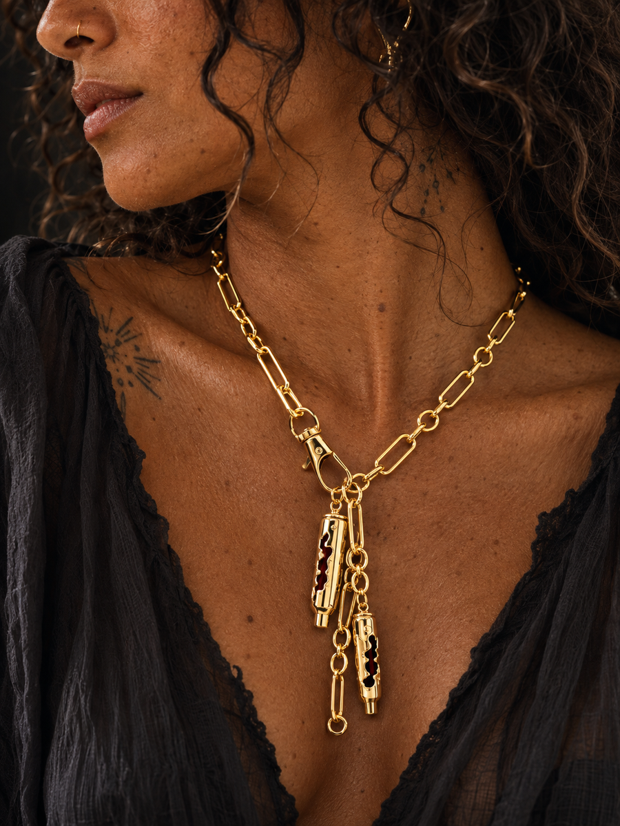 Chunky Melted Bullet Necklace with Diamond