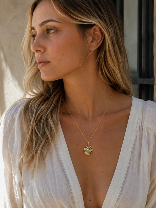Pyrite Disk Pendant Necklace