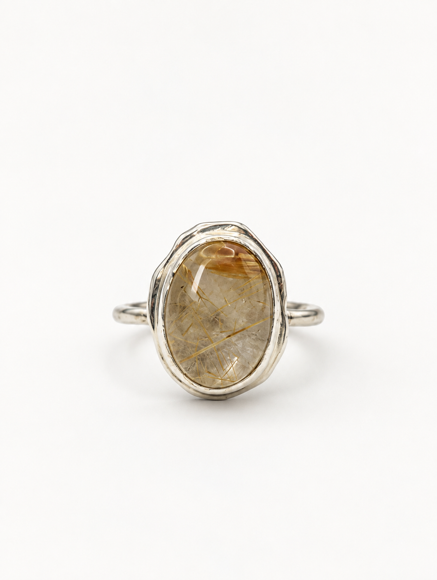 Golden Rutilated Quartz Ring