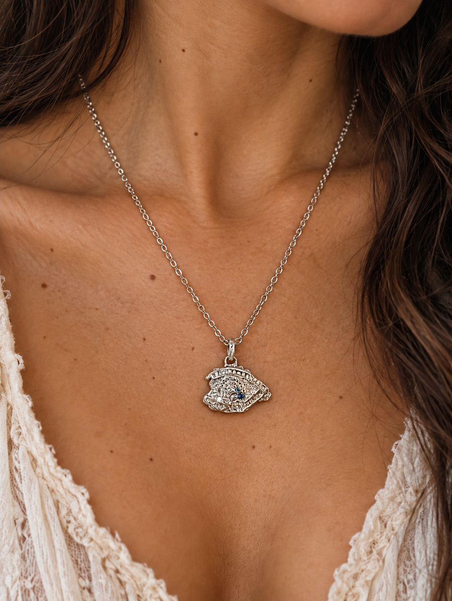 Sapphire Evil Eye Pendant Necklace