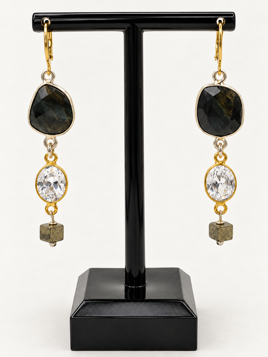Agate Pyrite Earrings
