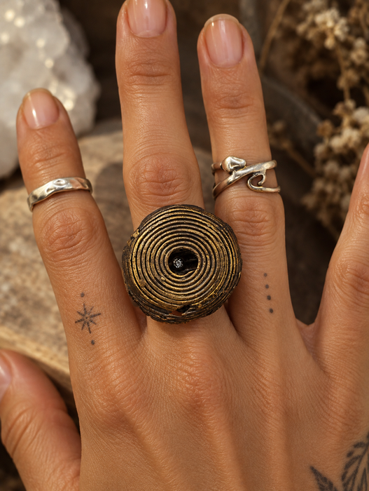 African Brass Diamond Ring