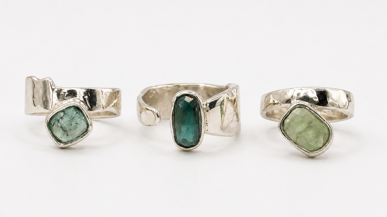 Green Tourmaline Offset Ring