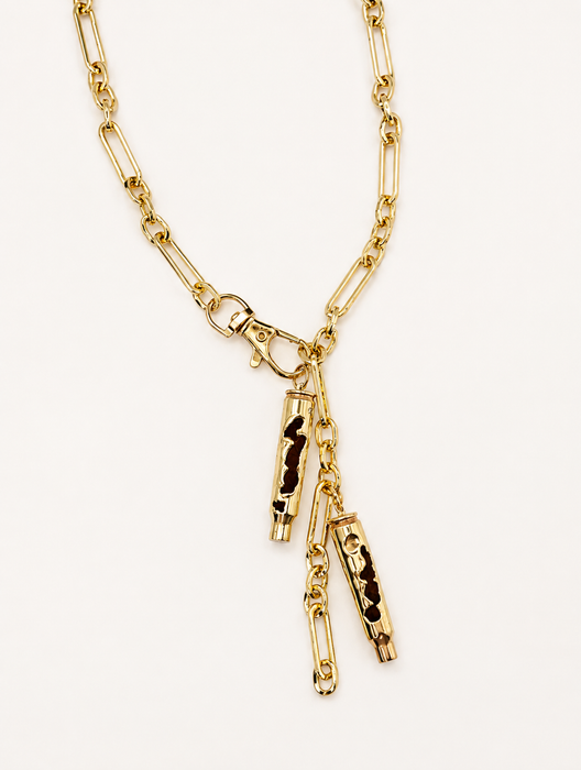 Melted Bullet Necklace with Diamond on Long Paperclip Chain
