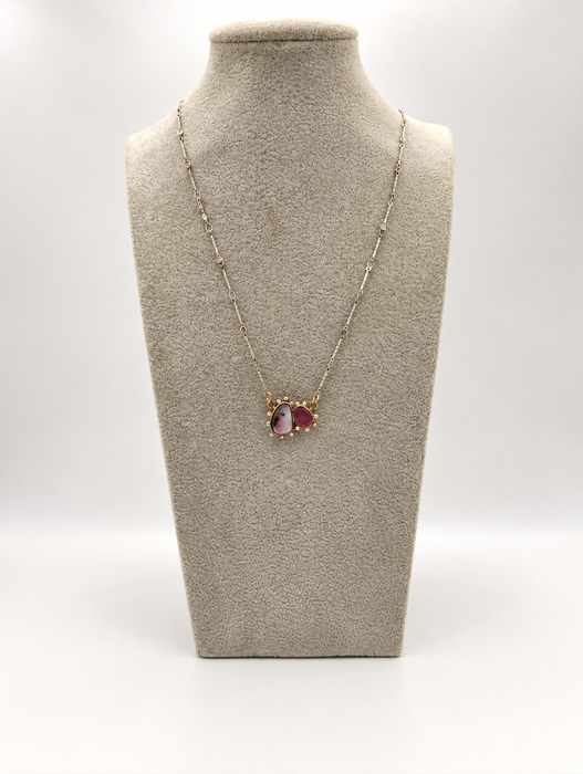 Pink Tourmaline Opal Necklace