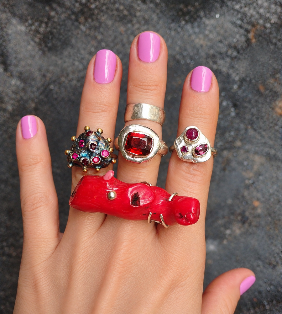 Garnet 3-Stone Ring