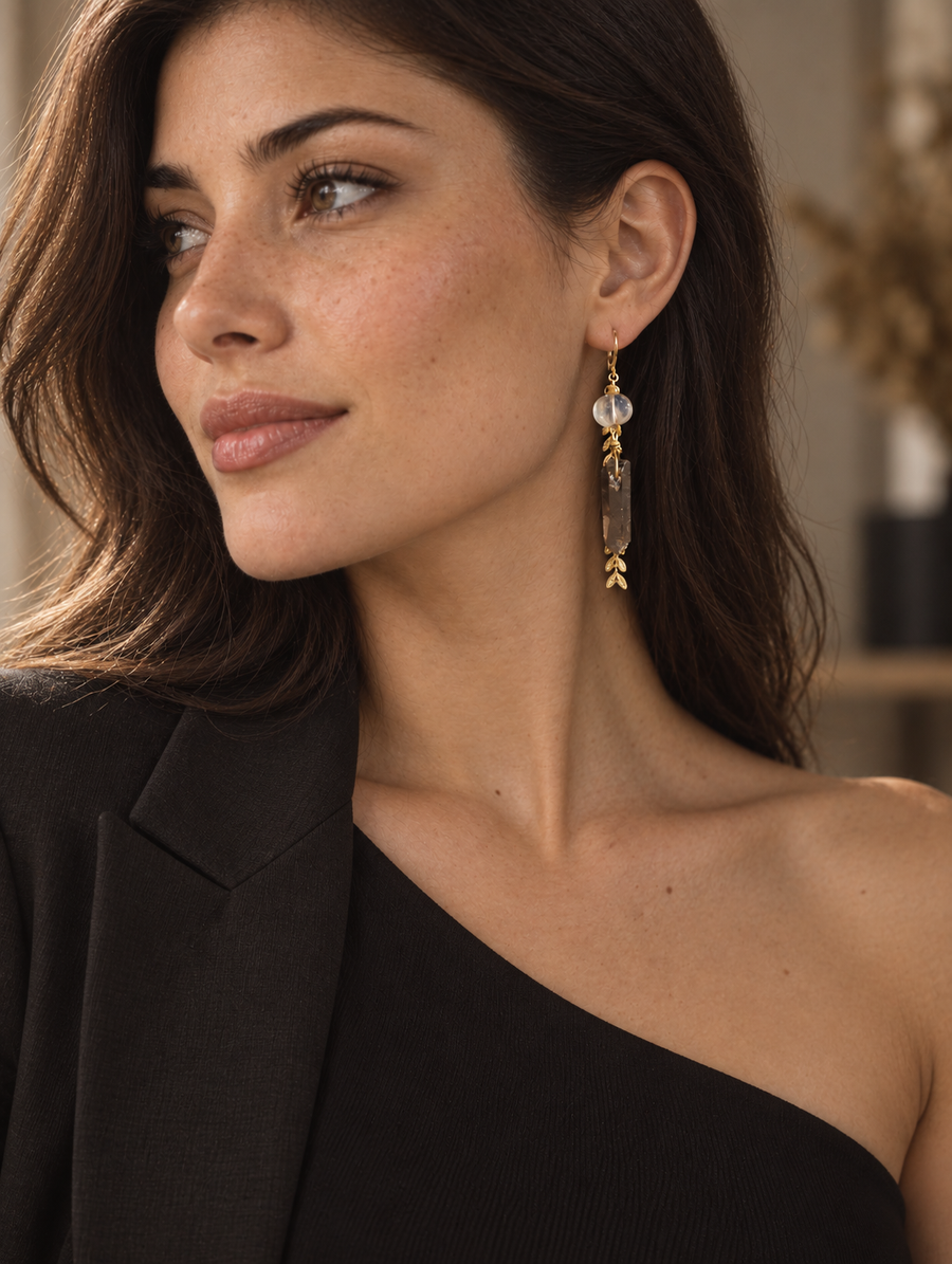 Gold Quartz Earrings