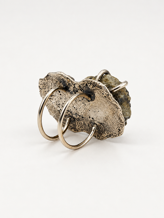 Geode Silver Coin Pearl Ring