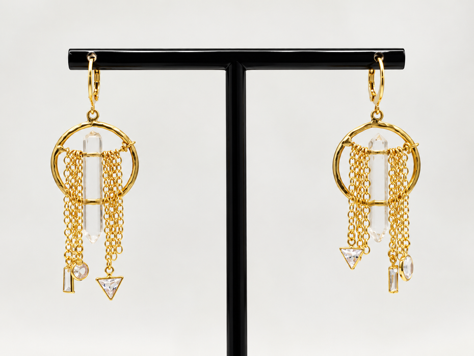 Chain & Crystal Earrings
