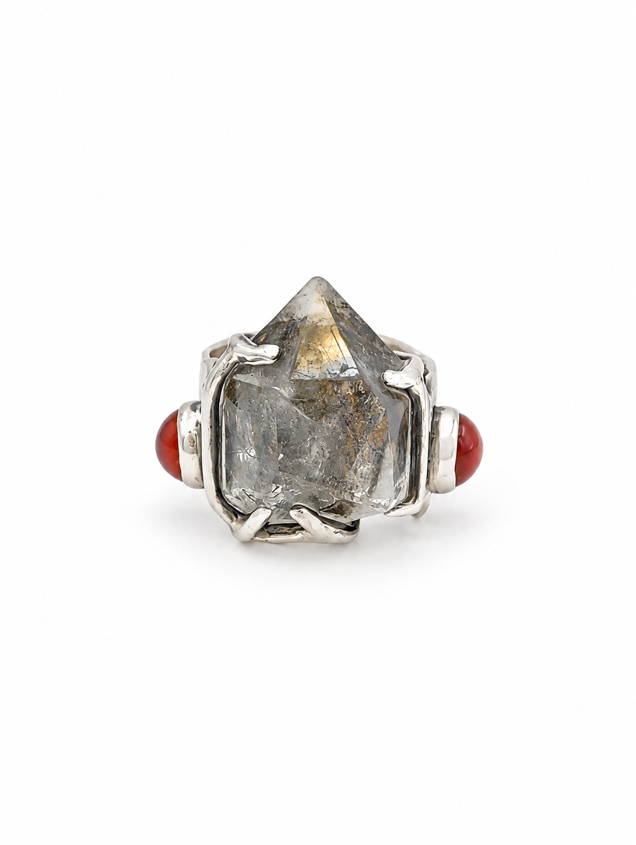 Rock Quartz Carnelian Ring