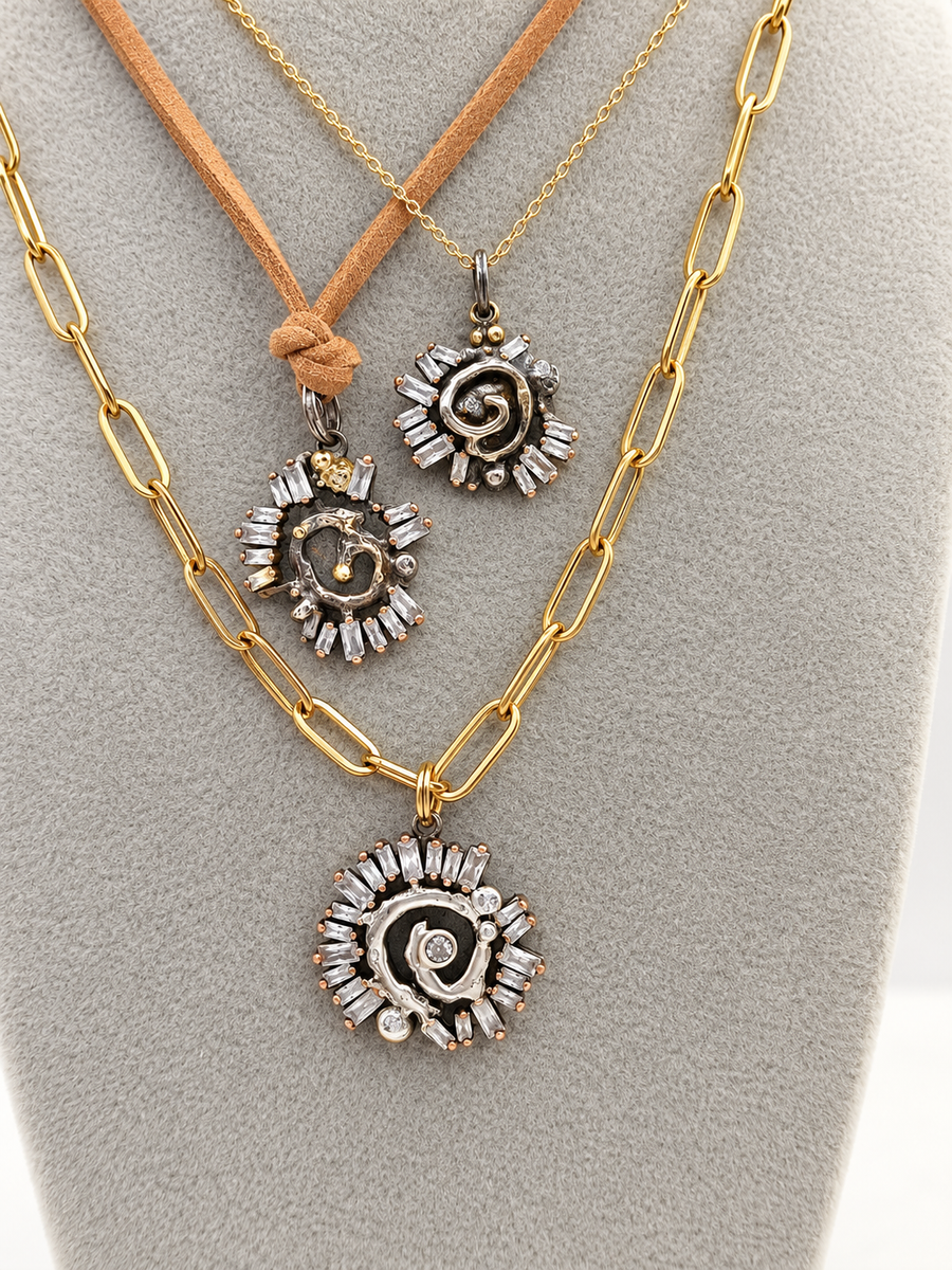 Spiral Crystal Diamond Necklace