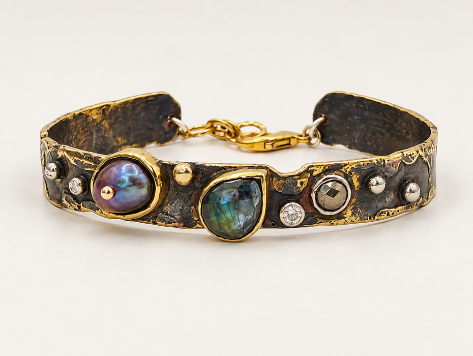 Labradorite Pearl Cuff