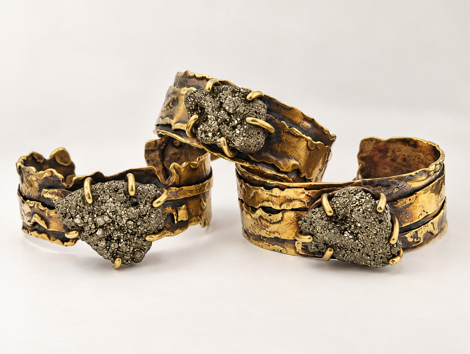 Pyrite Brass Cuff