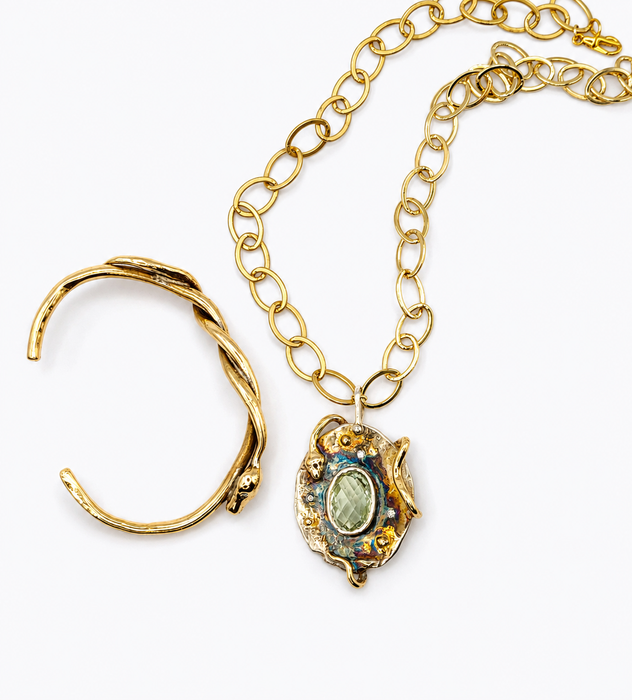 Snake Cuff with Diamond or Emerald Eyes