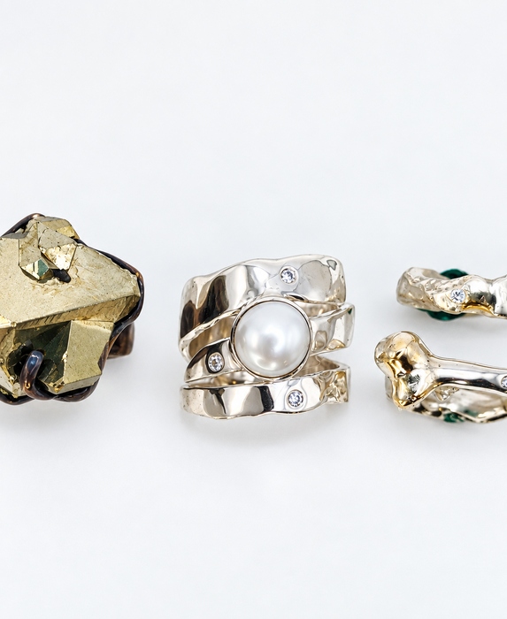 Silver Pearl Diamond Wrap Ring