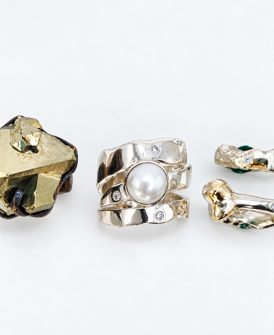 Silver Pearl Diamond Wrap Ring