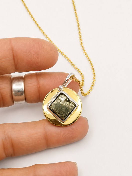 Pyrite Disk Pendant Necklace