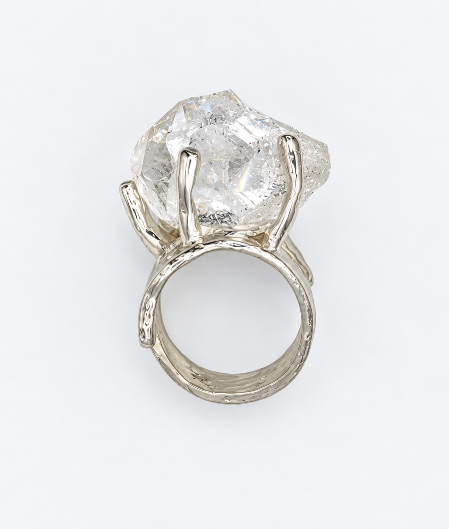 Rock Quartz Diamond Ring