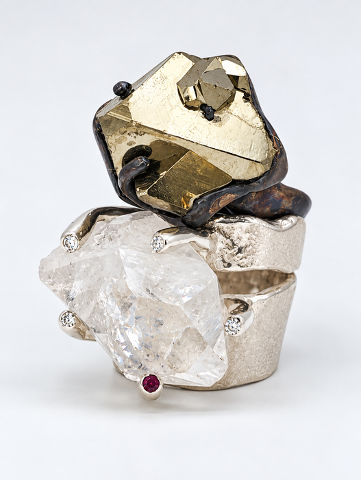 Rock Quartz Diamond Ring