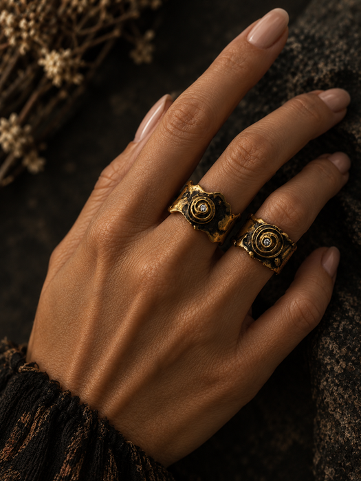 Diamond Spiral Rings