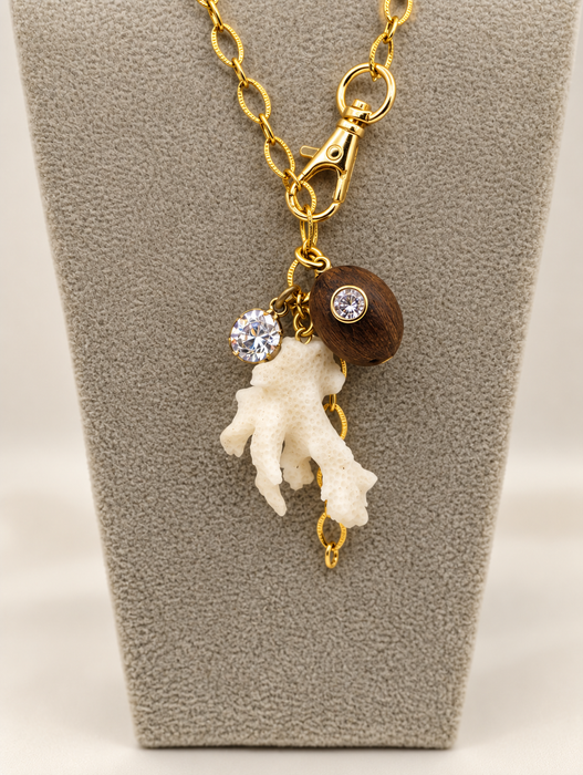 Coral Coconut Cluster Necklace