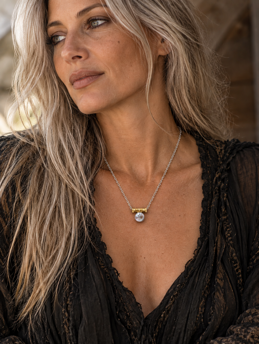 Silver Coin Pearl Necklace