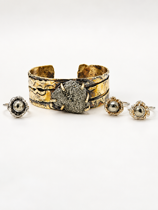 Pyrite Brass Cuff