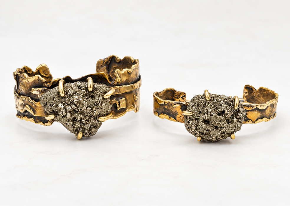Pyrite Brass Cuff