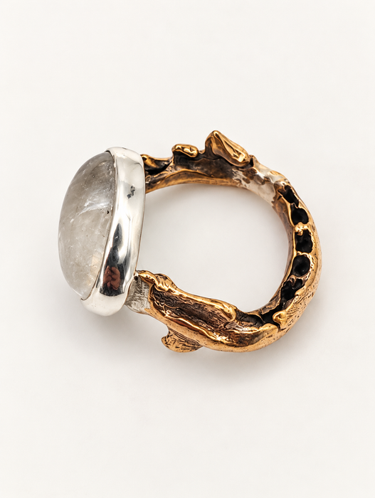 Oppossum Jaw Rock Quartz Ring
