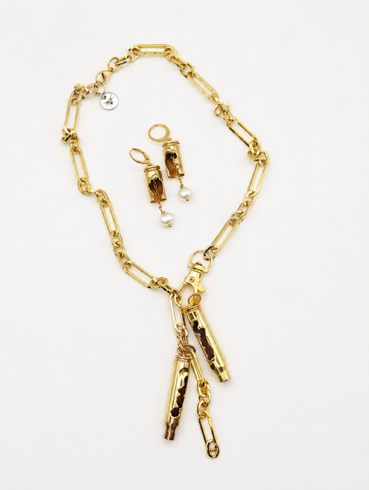 Melted Bullet Pearl Earrings