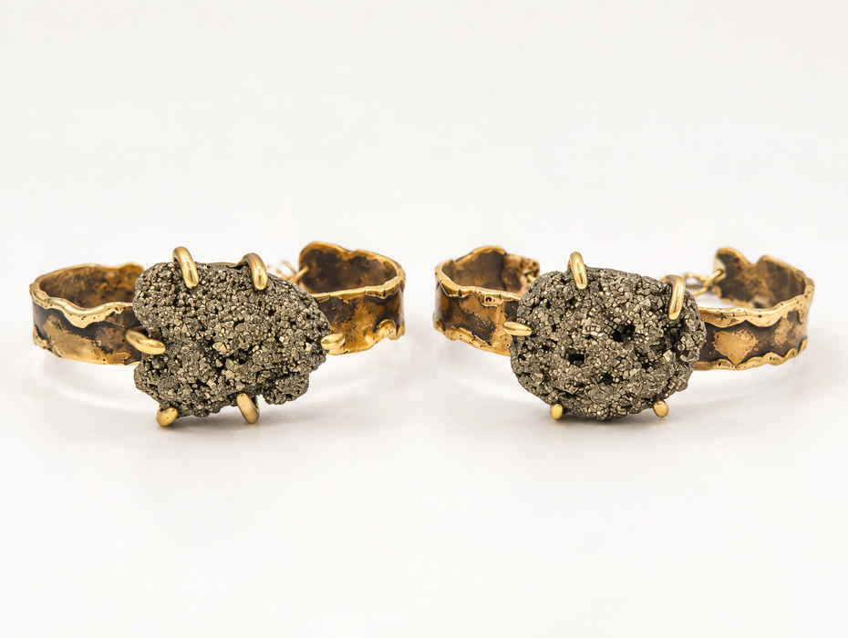 Pyrite Brass Cuff