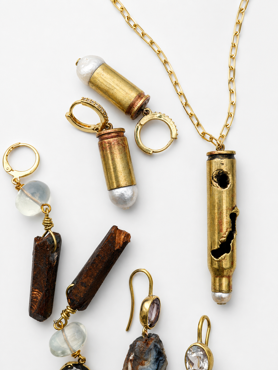 Melted Bullet Pearl Earrings