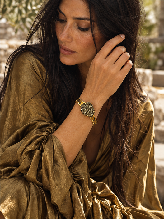 Pyrite Brass Cuff