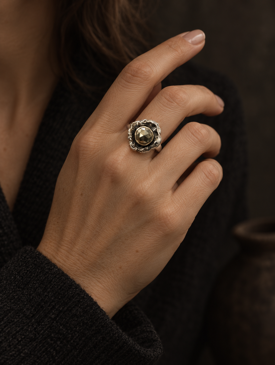 Pyrite Mirrorball Ring