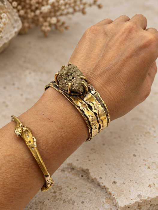 Pyrite Brass Cuff