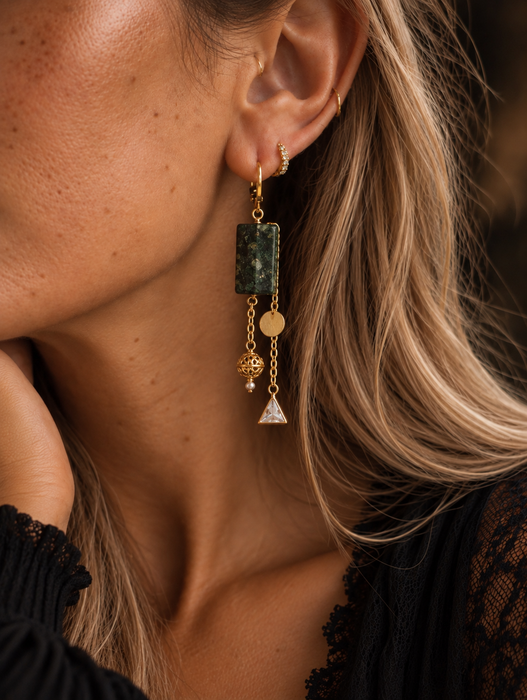 Green Roman Glass Earrings