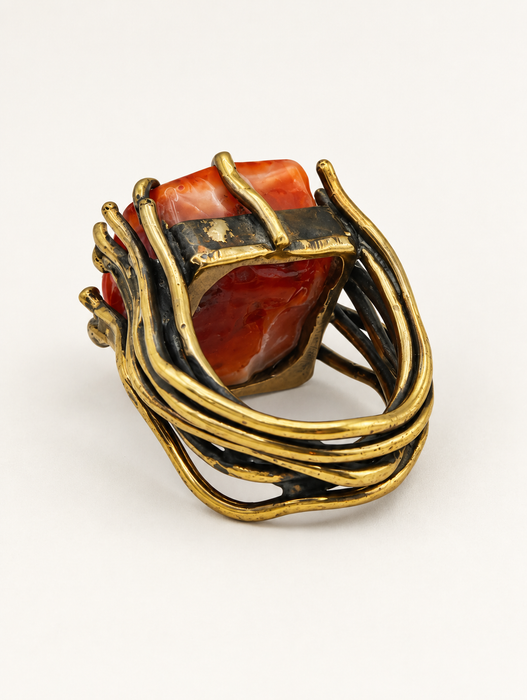 Carnelian Diamond Ring